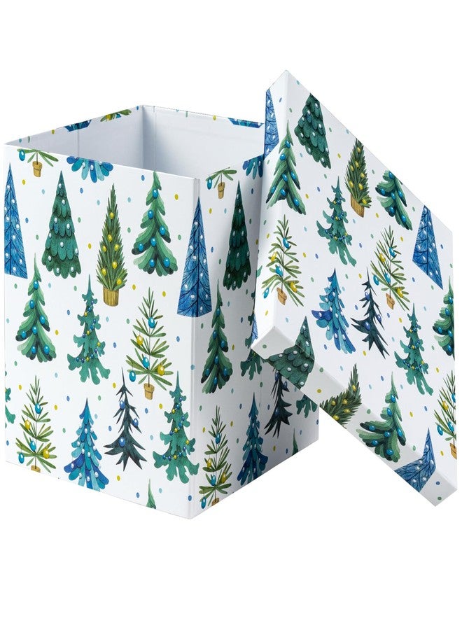 WRAPAHOLIC 9" Christmas Gift Box with Lid - Luminous Xmas Tree Design Gift Box and 2 Pcs Tissue Paper for Christmas, Holiday, Party, Gift Giving and More - Image 1